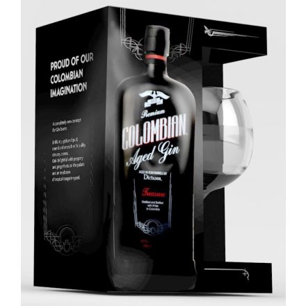 Dictador Gin C. BLACK Treasure 43% pdd. + pohár