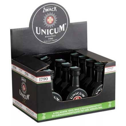 Unicum mini PACK 12*0,04l 40% PET - kínáló dobozban