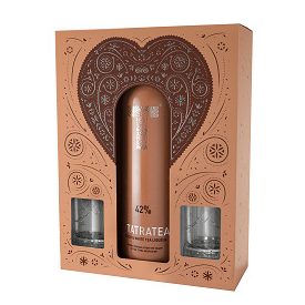  Tatratea -bronz- őszibarack és fehér tea likőr 42% pdd. + 2 pohár
