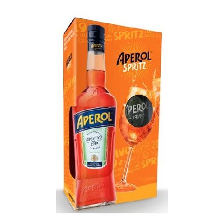Aperol 1,0*12 db (2 karton) 11% + 6 db (1 karton) pohár CSOMAG
