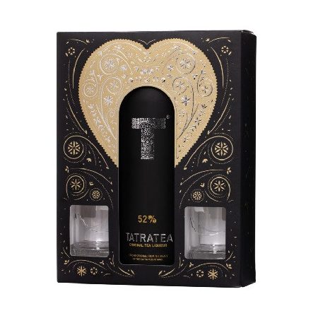 Tatratea -fekete- eredeti tea likőr 52% pdd. + 2 pohár