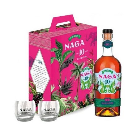 Naga Siam Edition 10 year old rum 40% pdd. + 2 pohár