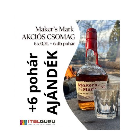 Makers Mark AKCIÓS CSOMAG (6*0,7 liter + 6 db pohár)