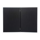 FEKETE SZÌNŰ, BŐRHATÁSÚ GUMIS ÉTLAPTARTÓ, A4 MÉRETŰ, LOGÓNYOMÁSSAL