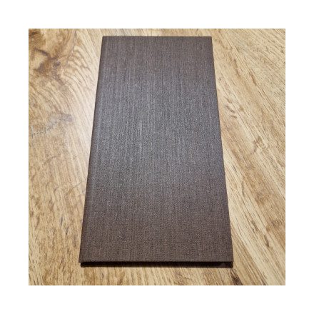 Sötétbarna textilbőr fizetőmappa, csáró