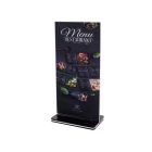 PLEXI TÁBLA FEKETE TALPPAL, 10×20 CM, ÁLLÓ