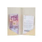 HALVÁNYSÁRGA, EREZETES FELÜLETŰ, BŐRHATÁSÚ SZÁMLATARTÓ, CSÁRÓ, VARROTT, 2 FÜLLEL