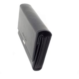 ABSOLUT LEATHER FEKETE BŐR BRIFKÓ, 6 ZSEBES, 18 CM, 7401