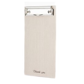   CSIPESZES SZÁMLATARTÓ TÁBLA "THANK YOU" FELIRATTAL, BÉZS, MŰBŐR BORÍTÁS