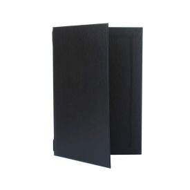   FEKETE BŐRHATÁSÚ GUMIS ÉTLAPTARTÓ, A5 MÉRETŰ, LOGÓNYOMÁSSAL