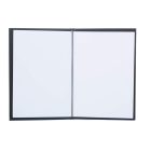 FEKETE BŐRHATÁSÚ GUMIS ÉTLAPTARTÓ, A5 MÉRETŰ, LOGÓNYOMÁSSAL