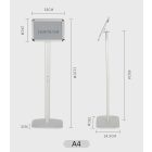 A4 MEGÁLLÍTÓ TÁBLA, STABIL TALPPAL, EZÜST, SAROKKAL