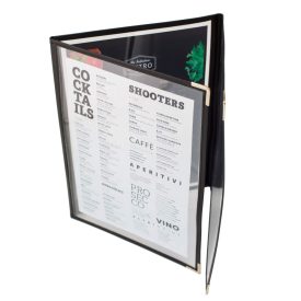 A5 méretű 3 lapos Bistro étlaptartó, KIHAJTHATÓ verzió