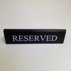 RESERVED foglalt tábla, fekete műbőr, fehér felirattal, nagy