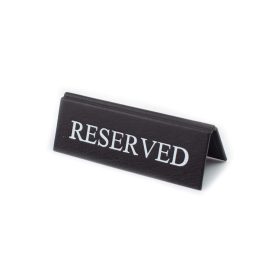   RESERVED foglalt tábla, fekete műbőr, fehér felirattal, kicsi