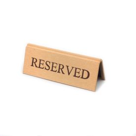   RESERVED foglalt tábla, arany műbőr, barna felirattal, kicsi